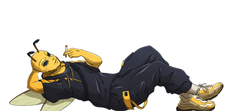 Bee character relaxing